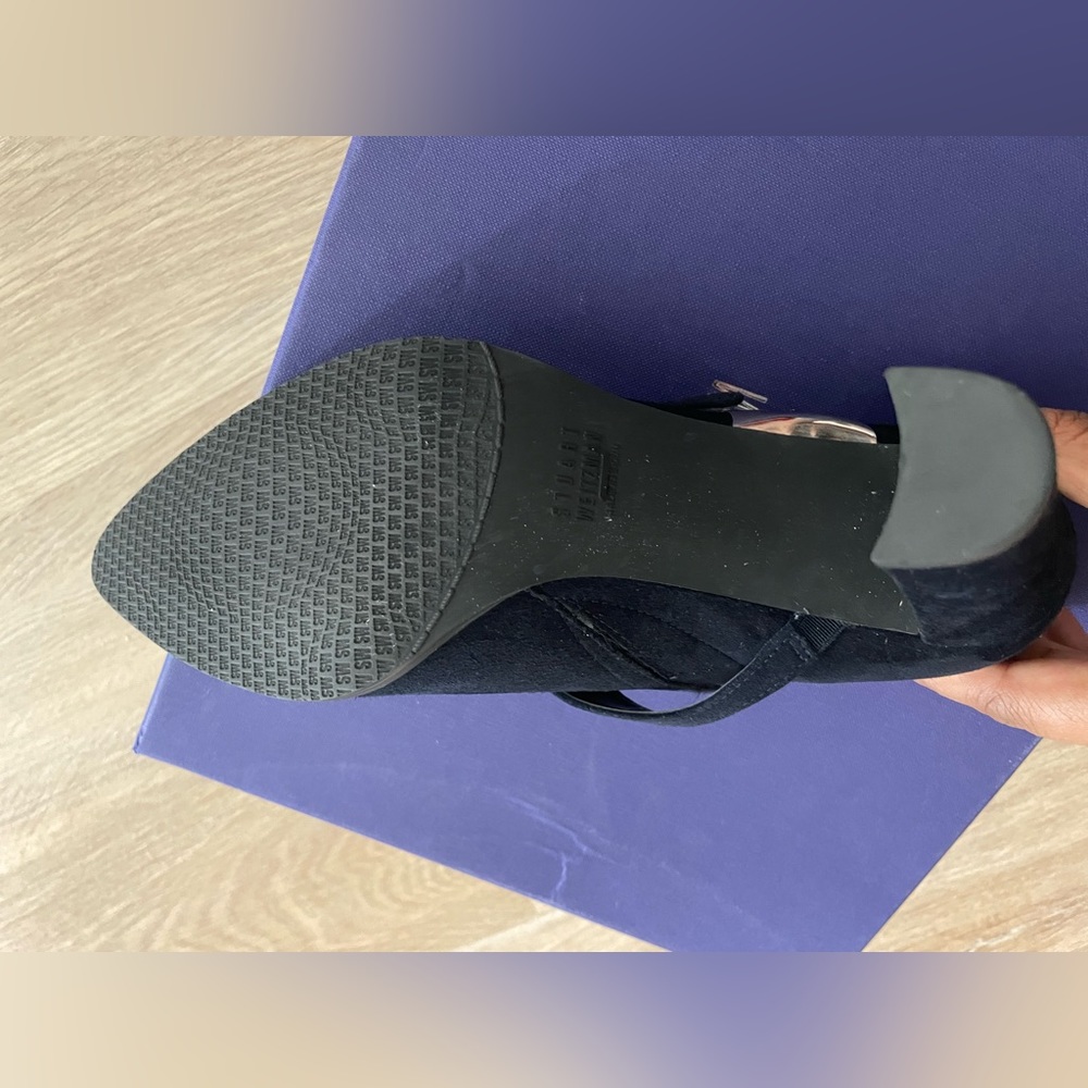 Stuart Weiztman Navy Suede Chunky Heel - image 6